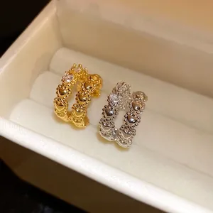 Elegant zircon double-layer heart ear cuffs in gold and silver finish for women