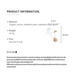 Detailed specifications for the cute bear pendant necklace and earrings jewelry set.