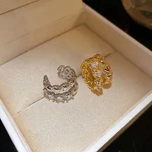 Elegant double-layered zircon ear cuffs in gold and silver finish, non-pierced jewelry
