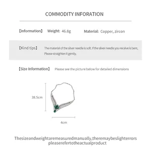 Product detail infographic showing size and weight of vintage copper zircon necklace