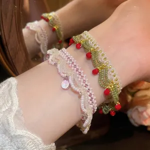 Elegant handmade lace glass beaded bracelet and necklace set for women jewelry