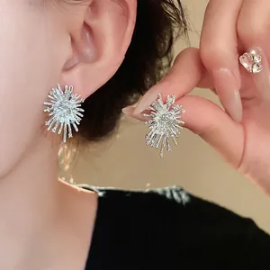Elegante Sternenstrahl Blume Ohrstecker Legierung Strass 925 Sterlingsilber Stift Ins Leichter Luxus Individueller Schmuck Für Damen Hochzeit Party Geschenk