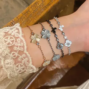 Luxury Cat Eye Stone Flower Butterfly Bracelet For Women Elegant Rhinestone Inlaid Adjustable Chain Bracelet Fashion Hand Jewelry