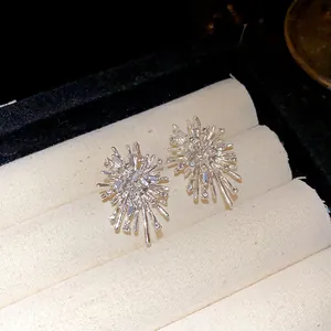 Nahaufnahme eleganter Silberohrstecker in Sternform mit funkelnden klaren Kristallen