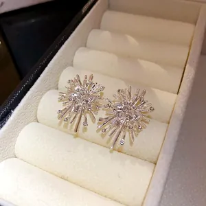 Detail von sternförmigen Silberohrringen mit Kristallen in einer Box