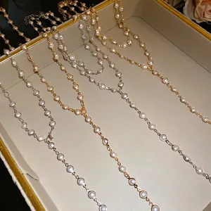 Elegant double-layered acrylic glass beaded necklaces in gold and silver finish