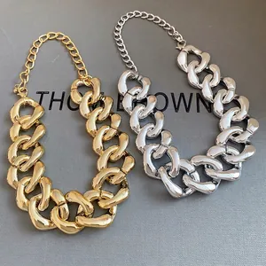European Vintage Chunky Chain Necklace For Women Personalized Fashion Choker Luxury Elegant Statement Plastic Resin Jewelry Neck Accessory Adjustable