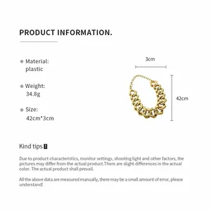 Product specifications for vintage gold chunky chain necklace including weight, size and material.