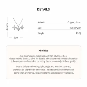 Spécifications détaillées de la parure de bijoux collier et boucles d'oreilles fleur zircon.