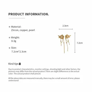 Detailed product specifications for 18K gold plated flower tassel earrings with pearls