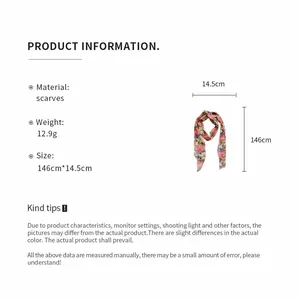 Detailed product sizing info for pastoral floral mesh scarf necklace, size 146x14.5cm