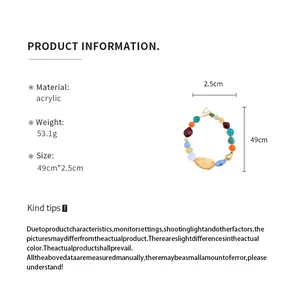 Detailed product information for irregular acrylic beaded necklace with size data