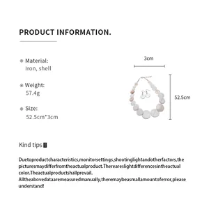 Detailed product specifications and size measurements for the shell necklace set
