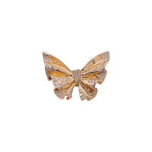 Elegant 18k gold plated butterfly brooch with sparkling crystals for a sophisticated look