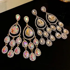 Vintage Strass-Wassertropfen-Quastenohrringe mit 925er Silbernadeln für Luxus-Stil