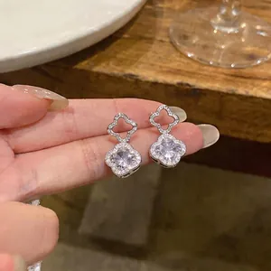 Exquisite Hollow Flower Zirconia Stud Earrings 925 Sterling Silver Earring Post For Women Korean Style Copper Luxury Jewelry