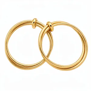 Elegant gold textured double hoop earrings for women with a retro minimalist fashion design