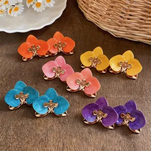 Vintage Orchidee Blume Ohrstecker Mit Stahlstift Eisen Emaille Tropfen Ohrringe Für Damen Minimalistische Mode Floral Schmuck