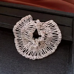 Retro silver pleated lace necklace and magnetic bracelet jewelry set for women