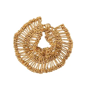 Elegant new Chinese style pleated gold beaded necklace with magnetic clasp design