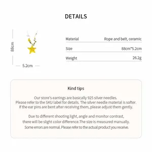 Specifiche tecniche e dettagli del materiale per una collana di perline a stella marina.