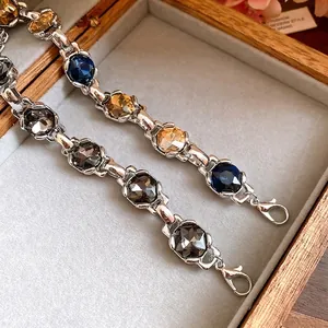 Vintage Zirconia Rhombus Adjustable Bracelet Fashion Geometric Link Bracelet For Women Luxury Daily Party Jewelry Accessories