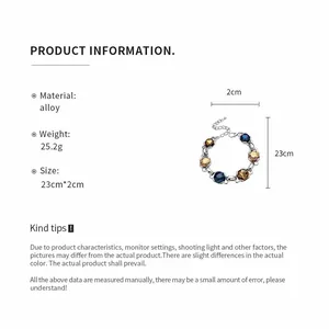 Product details and size guide for vintage zircon rhombus adjustable alloy bracelet