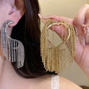 Pendientes de Gota con Borla Geométrica Retorcida con Poste de Plata Pendientes Colgantes de Cobre para Mujer Joyería de Moda