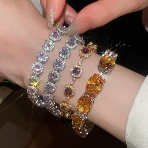 Detailed view of sparkling 18k gold plated zircon bracelets with various colorful stones