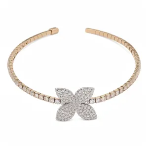 Elegant diamond-studded flower choker necklace in rose gold finish for a luxury look