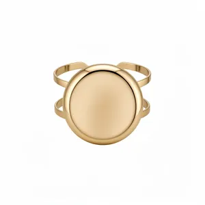 Bracelet jonc doré minimaliste élégant avec pièce centrale circulaire lisse