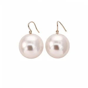 Elegant 18k gold plated large pearl drop earrings with minimalist polished hooks.