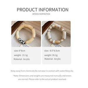 Detailed specifications for bohemian acrylic bracelets with marble and polka dot patterns