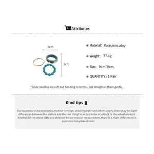 Detailed product parameters and dimensions for the resin three-piece bracelet set