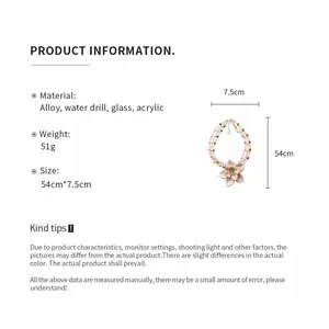 Especificaciones detalladas del collar de flores de cuentas con dimensiones info