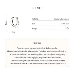 Material and size details for the French retro beaded necklace with butterfly charms