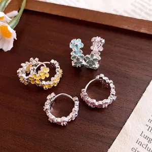 Sweet enamel flower hoop earrings for a stylish resort look