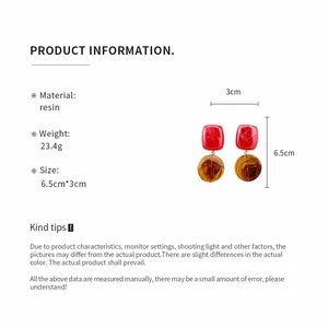 Spécifications détaillées des boucles d'oreilles pendantes en résine rouge et orange