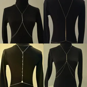 Sexy retro double-layer metal body chain with beads minimalist bikini waist jewelry accessory