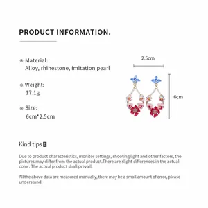 Detailed product information showing dimensions and material of these floral pearl earrings