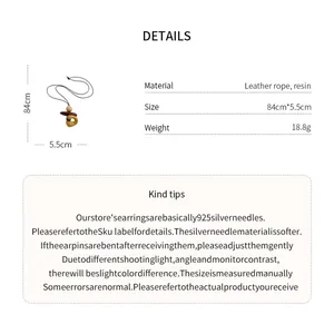 Technical details of the Bohemian ethnic woven resin necklace with durable leather rope