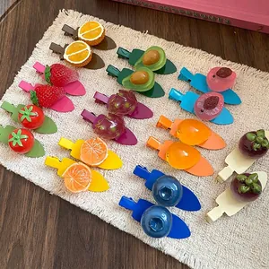 Barrettes à Cheveux en Résine Fruits Doux Style de Vacances Frais Pince à Bec de Canard Accessoires Cheveux Fruits Pour Femmes Filles