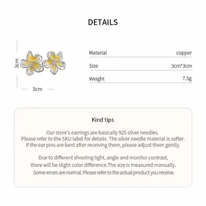 Technical details and dimensions of stylish flower earrings with 925 silver needles