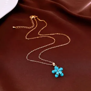 18k Vergoldete Zirkonia Blume Anhänger Halskette Elegante Kupfer Schlüsselbeinkette Mode Schmuck Für Damen Täglich Bankett