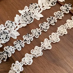 Elegant vintage lace flower choker necklace set featuring delicate glass beads and romantic style