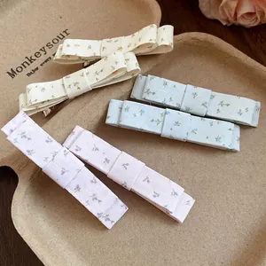 Floral fabric bow hair clips with sweet Korean style alligator clips set