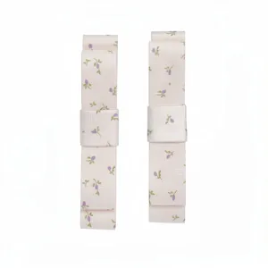Korean style fabric bow hair clips with purple floral print and duckbill clip set