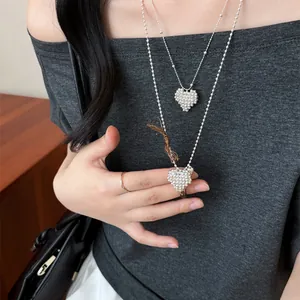Minimalist Silver Heart Pendant Necklace For Women Copper Alloy Electroplated Clavicle Chain Fashion Neck Jewelry Daily Gift