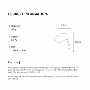 Technical specifications and dimensions of the minimalist silver alloy waist chain belt