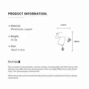 Detailed product information guide for rhinestone waterdrop necklace and earring jewelry set
